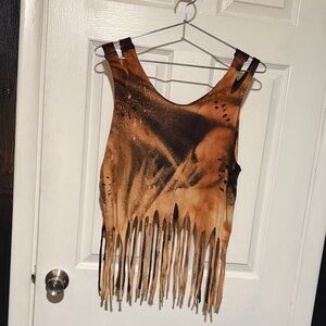 Fringe Tie-Dye Tank Top